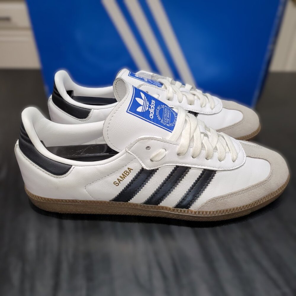 Adidas Samba Men’s Size 7 Originals OG Shoes White & Black Brown Gum B75806 - Picture 10 of 16